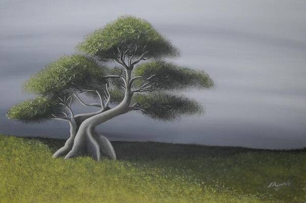 Tree Art Print featuring the painting Solitude by Edwin Alverio