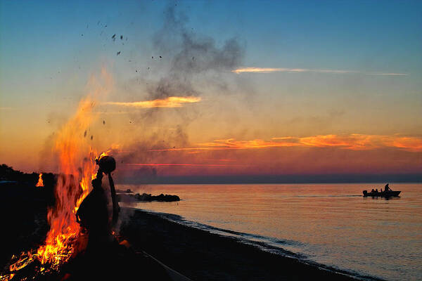 Summer Solstice Art Print featuring the photograph Solstice Bonfire by Robert Lacy