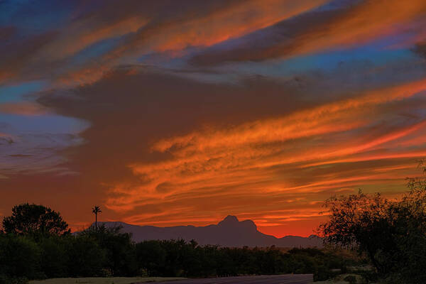 Arizona Art Print featuring the photograph Sombrero Peaks Sunset h9 by Mark Myhaver