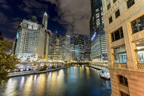 Chicago Art Print featuring the photograph Chicago River on the DuSable Bridge by The Flying Photographer