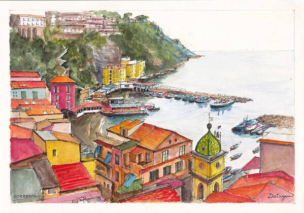 Seascape Art Print featuring the painting Sorrento Harbour by Dai Wynn