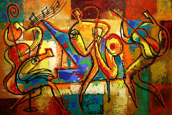  Jazz Painting Art Print featuring the painting Soul Jazz by Leon Zernitsky