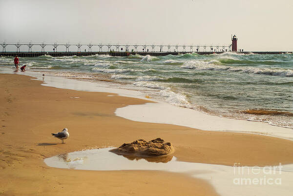 South Haven Art Print featuring the photograph South Haven Lighthouse by Amy Lucid