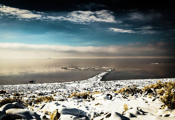 Spiral Jetty Art Print featuring the photograph Spiral Jetty in winter by Bryan Carter