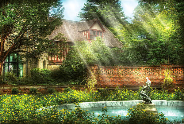 Savad Art Print featuring the photograph Spring - Garden - The pool of hopes by Mike Savad