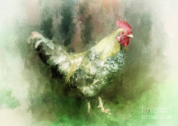 Chicken Art Print featuring the digital art Spring Chicken by Lois Bryan