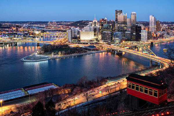 Pittsburgh Skyline Art Print featuring the photograph Spring Evening at the Duquesne Incline by Matt Hammerstein