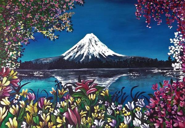 Mountain Art Print featuring the painting Mount Fuji by Tara Krishna