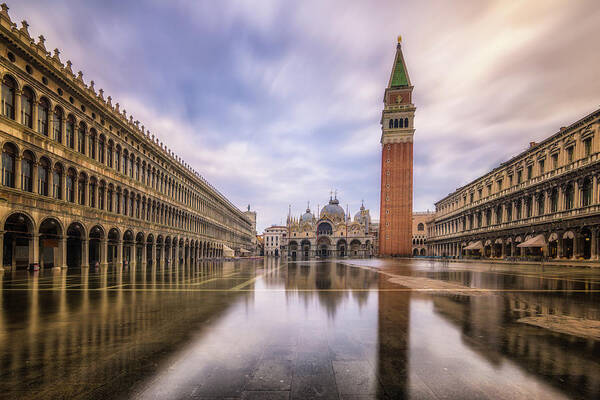 Aqua Alta Art Print featuring the photograph St. Marks Square Flood by James Billings