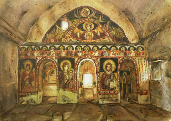 Bulgaria Art Print featuring the painting St. Nikola Church, Tzarevec, Bulgaria by Henrieta Maneva