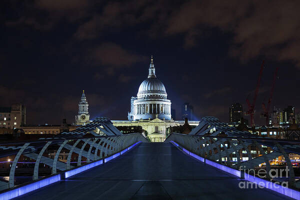 London Art Print featuring the photograph St Paul's Cathedral and the Millennium Bridge by Jane Rix