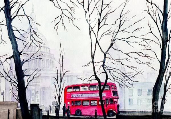 St Pauls Art Print featuring the painting St Pauls Cathedral In The Mist by Morgan Fitzsimons