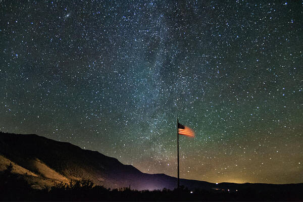 Night Art Print featuring the photograph Stars and Stripes by Cat Connor