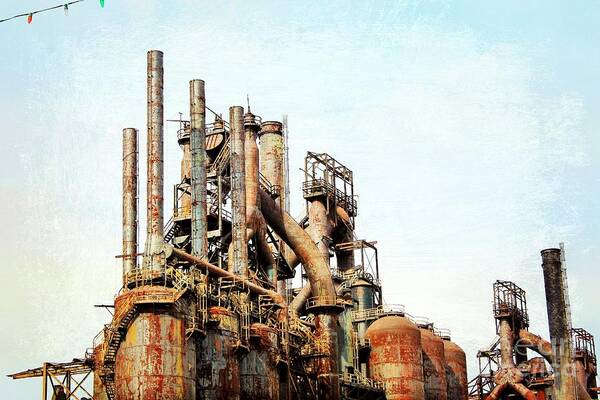 Steel Stacks Art Print featuring the photograph Steel Stack Blast Furnaces by Beth Ferris Sale