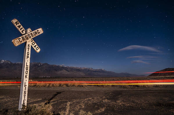 Light Trails Art Print featuring the photograph Stop Look Listen by Cat Connor