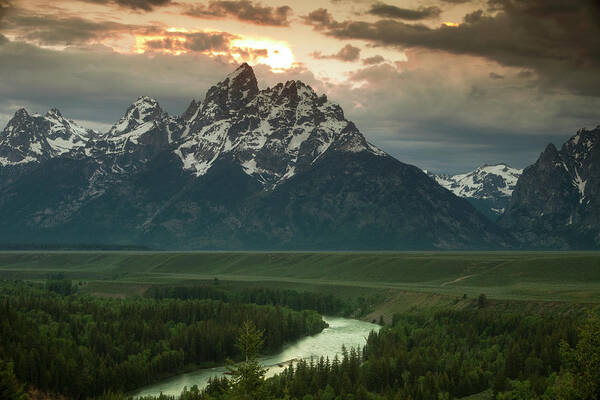 Grand Teton Art Print featuring the photograph Storm Clouds over the Tetons by Andrew Soundarajan