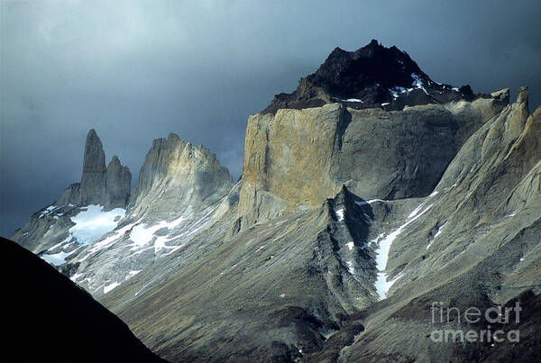Torres Del Paine Art Print featuring the photograph Stormy Light Over Los Cuernos del Paine by James Brunker