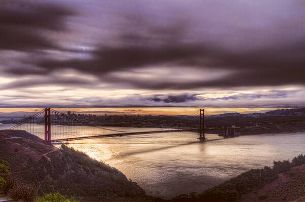 Bridge Art Print featuring the photograph Stormy Morning SF Bay Bridge by Bruce Bottomley