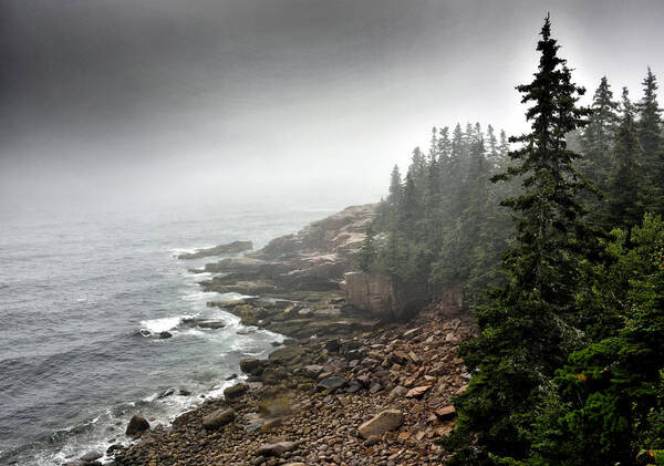 north Atlantic Art Print featuring the photograph Stormy North Atlantic Coast - Acadia National Park - Maine by Brendan Reals