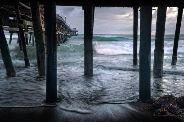 San Clemente Art Print featuring the photograph Stormy Pier by Gary Zuercher