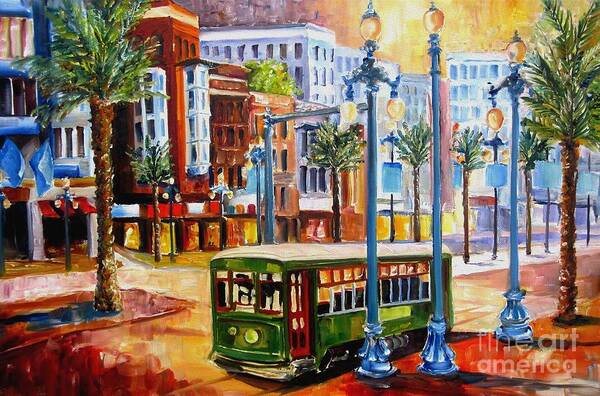 New Orleans Paintings Art Print featuring the painting Streetcar on Canal Street by Diane Millsap