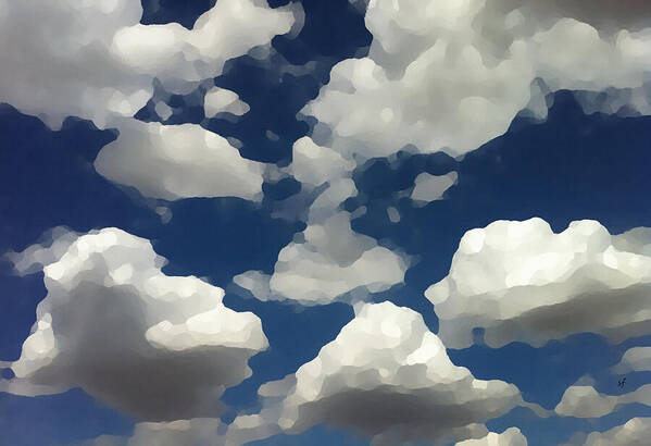 Nature Art Print featuring the digital art Summer Clouds in a Blue Sky by Shelli Fitzpatrick