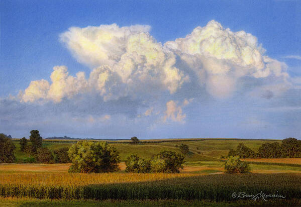 Landscape Art Print featuring the drawing Summer Evening Formations by Bruce Morrison