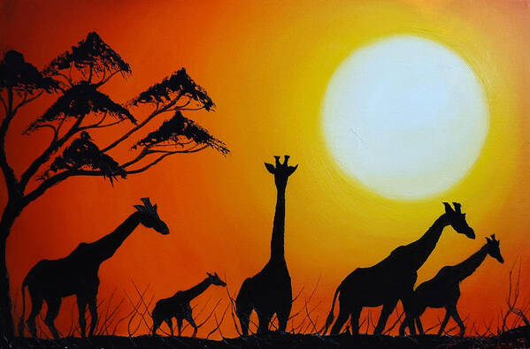 Art Print featuring the painting Sun Of The Giraffe 12 by James Dunbar