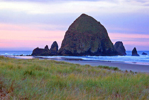Cannon Beach Art Print featuring the photograph Sunrise at Cannon Beach Haystack Rock and the Needles by Margaret Hood