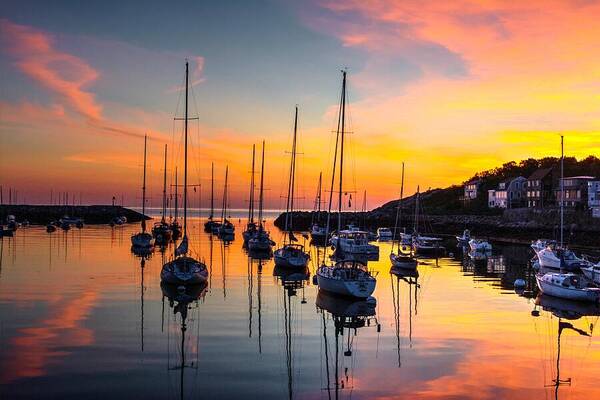 Sunset Art Print featuring the photograph Sunrise at Rockport by Steve Brown