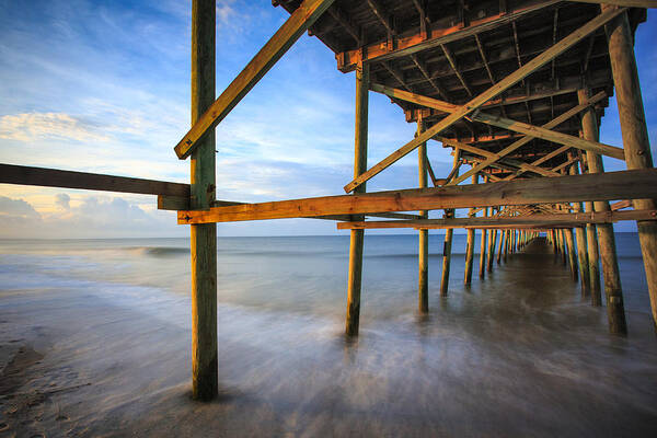 Oak Island Art Print featuring the photograph Sunrise at the Oak Island Pier by Nick Noble