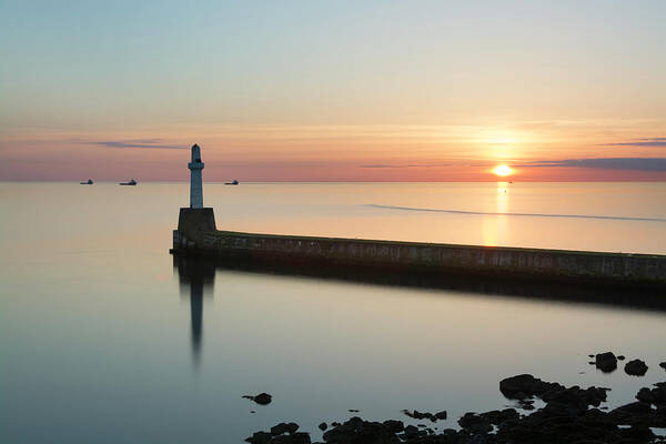 Aberdeen Art Print featuring the photograph Sunrise behind South Breakwater by Veli Bariskan