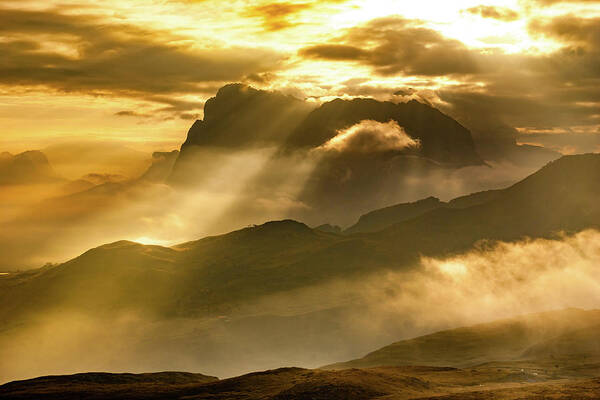 Heavenly Art Print featuring the photograph Sunrise in the Dolomites by Mati Krimerman