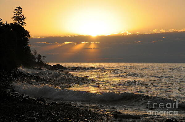 Lake Superior Art Print featuring the photograph Sunrise on the Point by Sandra Updyke