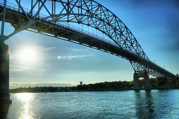 Sunset At Bourne Bridge Art Print featuring the photograph Sunset At Bourne Bridge by Lilia S