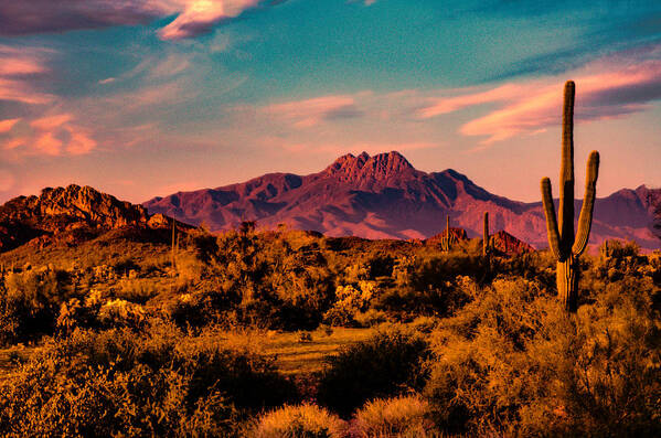 Arizona Art Print featuring the photograph Sunset at Four Peaks by Paul LeSage