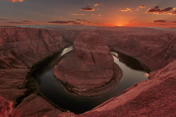 Sunset Art Print featuring the photograph Sunset at Horseshoe Bend by Susan Rissi Tregoning