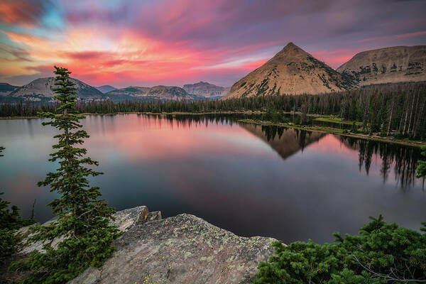 Uintas Art Print featuring the photograph Sunset at Notch Lake by James Udall