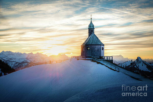 Wallberg Art Print featuring the photograph Sunset At The Top by Hannes Cmarits