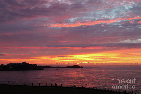 Newquay Art Print featuring the photograph Sunset Clouds in Newquay Cornwall by Nicholas Burningham