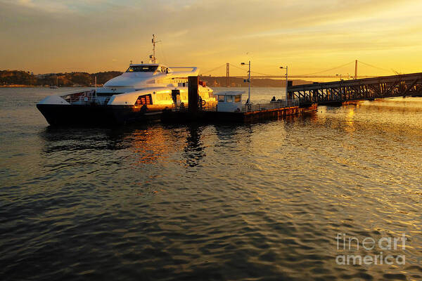 River Art Print featuring the photograph Sunset Ferryboat by Carlos Caetano