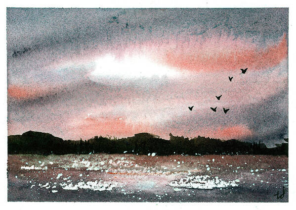 Watercolor Art Print featuring the mixed media Sunset II by Tonya Doughty