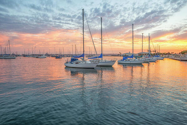 San Diego Art Print featuring the photograph Sunset In The Fall San Diego Harbor by Joseph S Giacalone