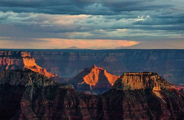 Grand Canyon Art Print featuring the photograph Sunset lights Angels Gate by Gaelyn Olmsted