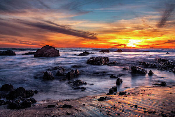 Beach Art Print featuring the photograph Sunset on the Rocks by Jason Roberts