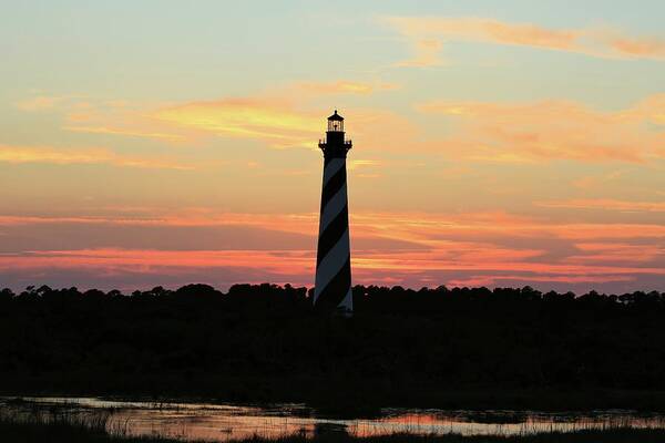 Photosbymch Art Print featuring the photograph Sunset over Cape Hatteras Light by M C Hood