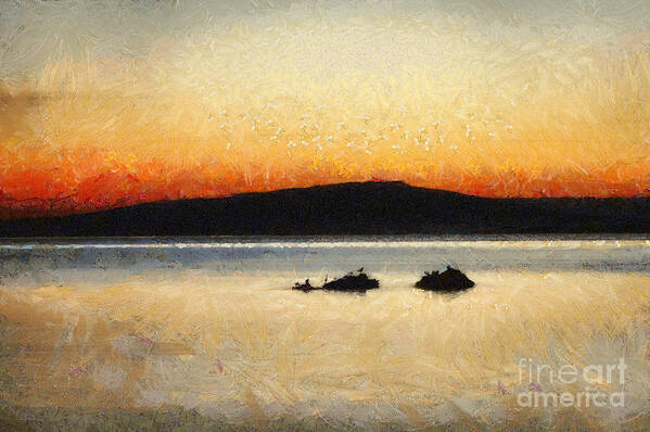 Art Art Print featuring the painting Sunset Seascape by Dimitar Hristov