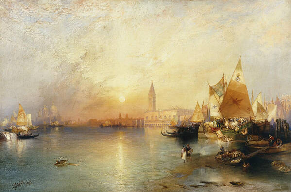 American Artist;american Painting Art Print featuring the painting Sunset Venice by Thomas Moran