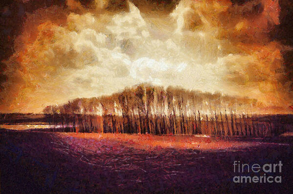 Painting Art Print featuring the painting Sunshine Forest Landscape by Dimitar Hristov