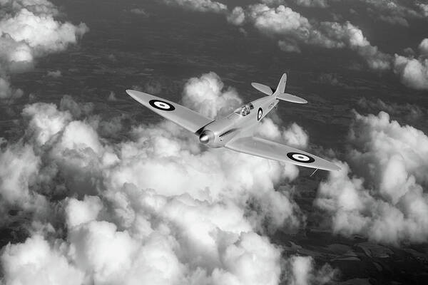Joseph Mutt Summers Art Print featuring the photograph Supermarine Spitfire prototype K5054 black and white version by Gary Eason